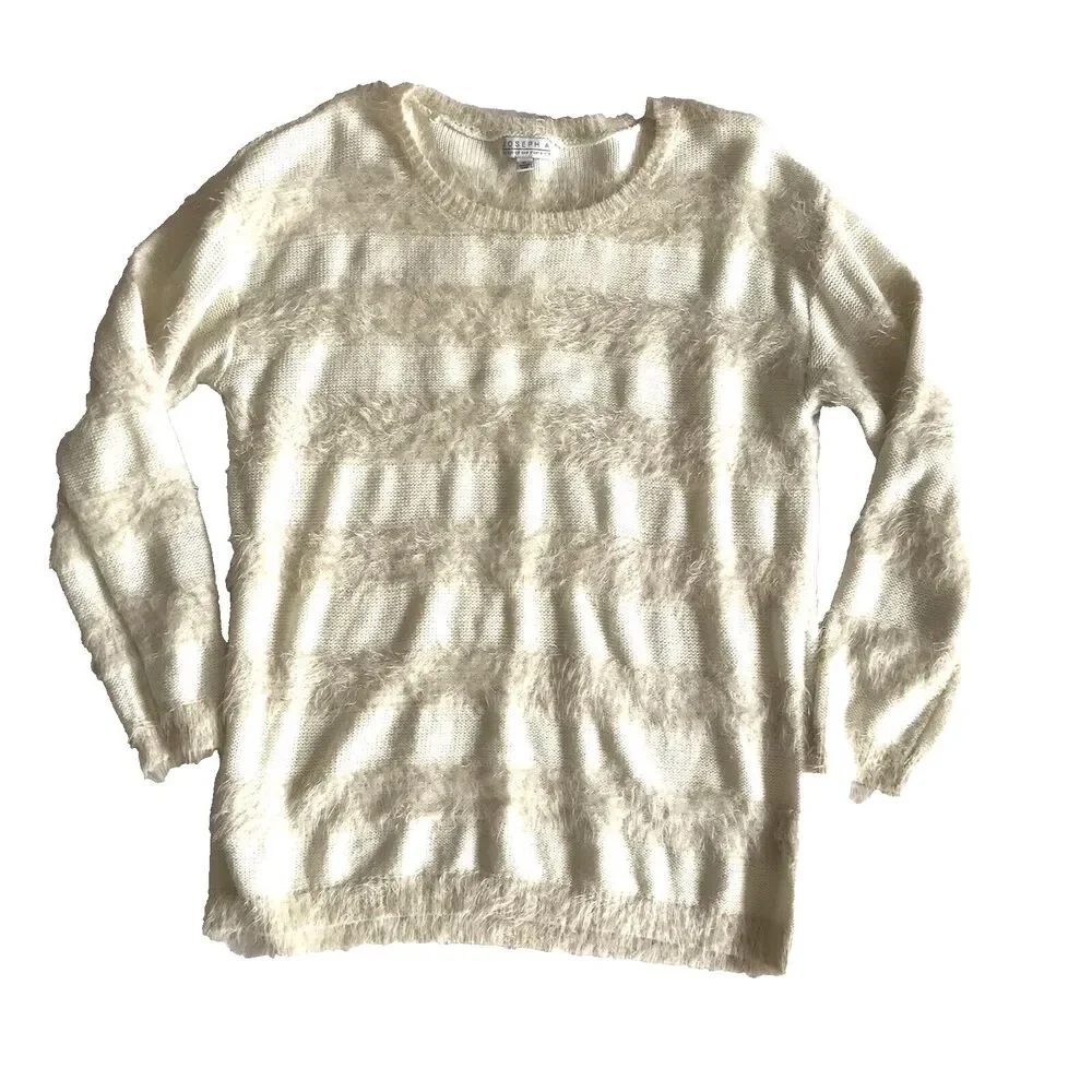 Joseph A. Qu'est 'cequec'est silk? Womens Sz XL Ivory Marshmallow Sweater L/S